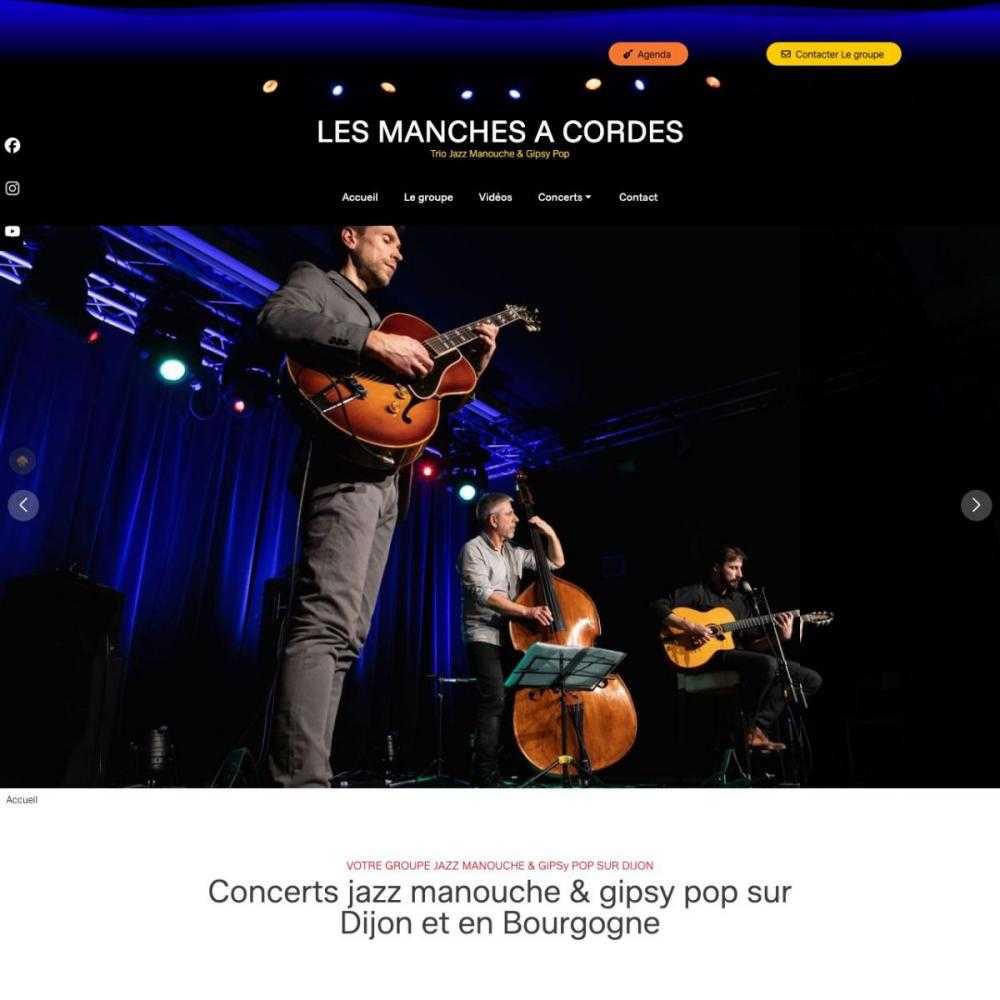 site vitrine du trio de jazz manouche Les Manches à Cordes par studio-imagissime.com