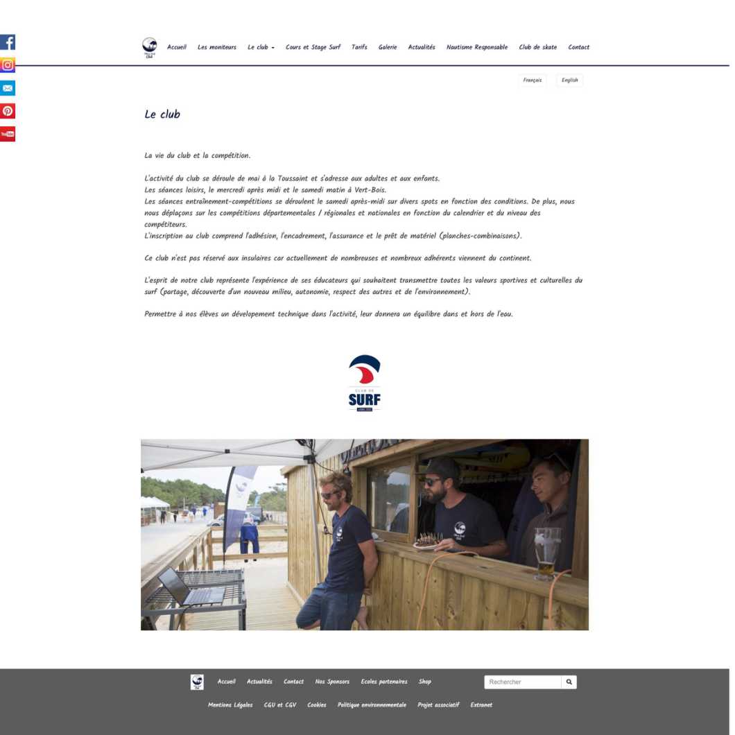 Site internet oleronsurfclub par studio-imagissime.com
