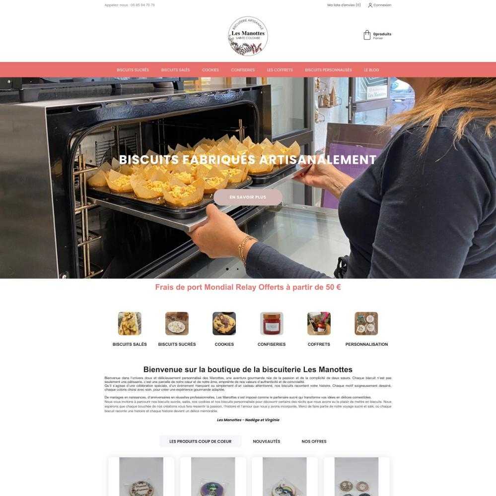 Création de site internet et de boutique en ligne prestashop lesmanottes.com par studio-imagissime.com