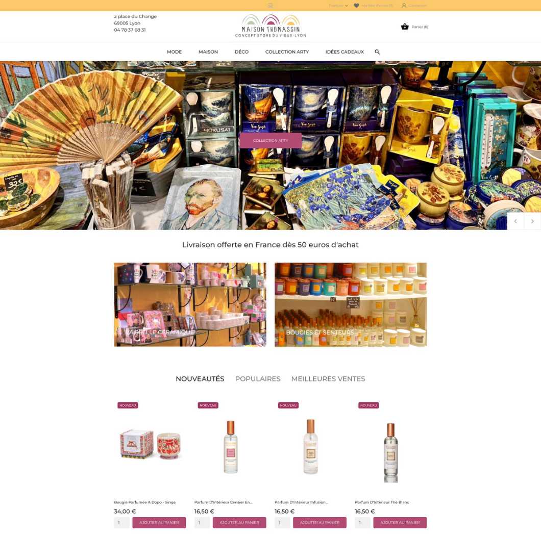 Boutique Prestashop maisonthomassin.com par studio-imagissime.com