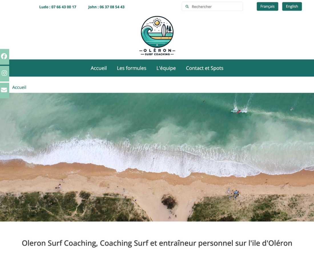 site institutionnel oleronsurfcoaching par studio-imagissime.com